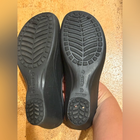 Crocs Frances Mary Jane Black Wedge Heel Slip On Mules Women's Sandals Size 8 - Picture 7 of 14